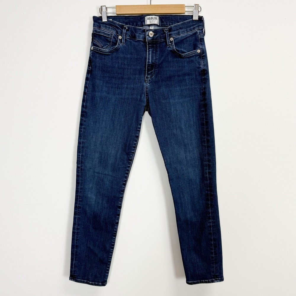 AGOLDE Jeans Womens 29 Blue Dark Wash Skinny Stretch Denim High Rise Premium